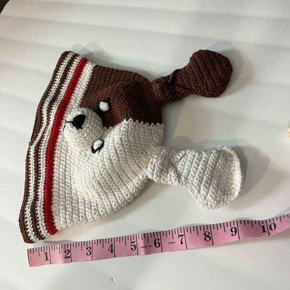 Crochet Puppy Dog Hat Cap Child’s Size 1-2T NWT White Brown Kid’s‎ Crochet Hat - Picture 6 of 12